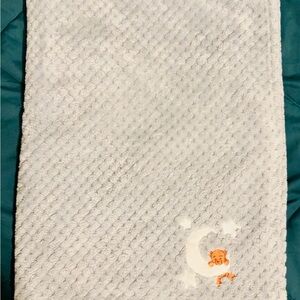 Gray Textured Blanket with Moon and Bear Design